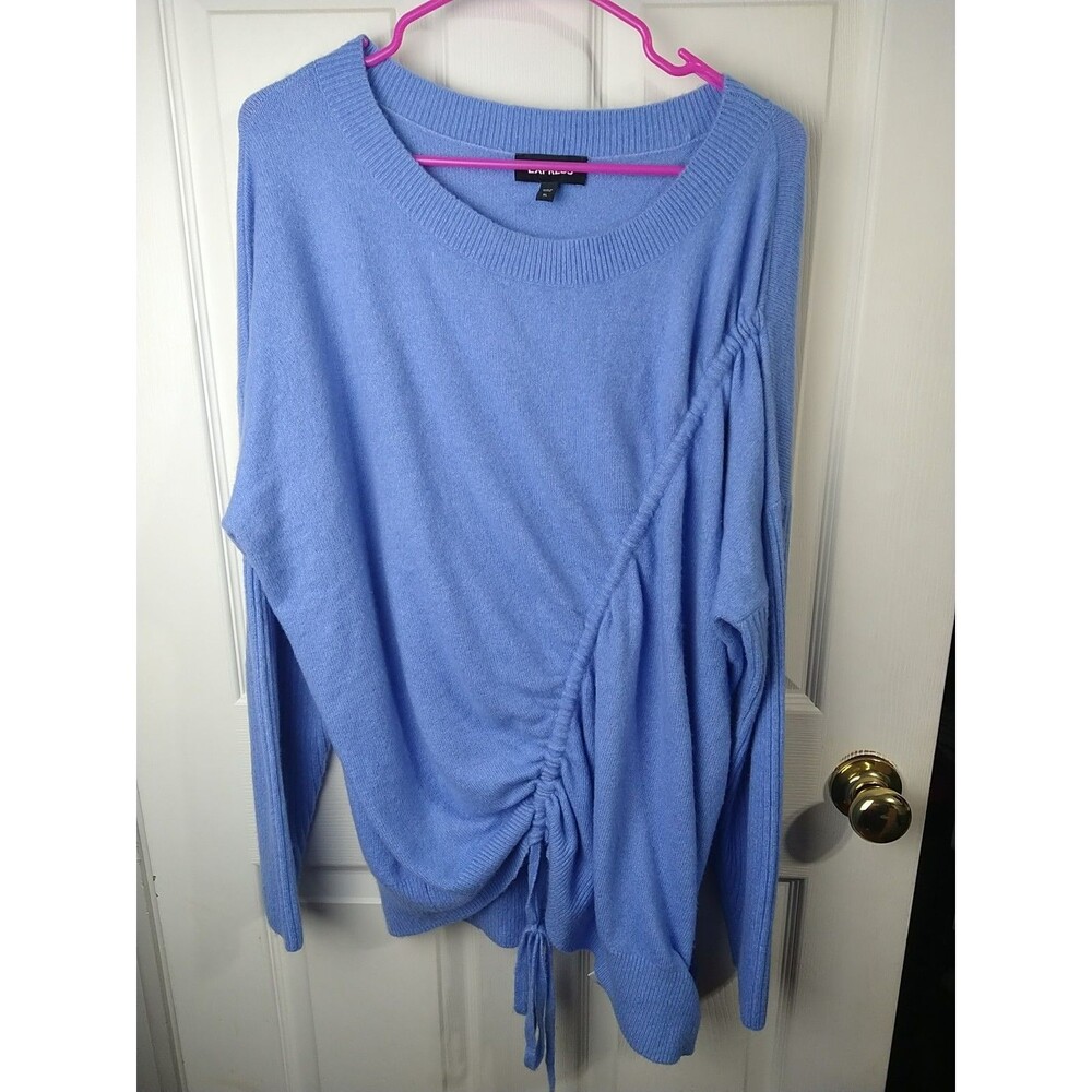 Express Woman XL Sweater Scrunched Front Boxy Wool Blend Long Sleeve Soft Casual